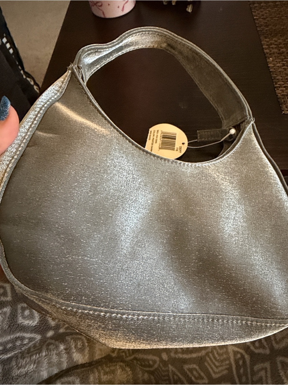 Metallic Gray Mini Hand Hobo Bag - Picture 4 of 7